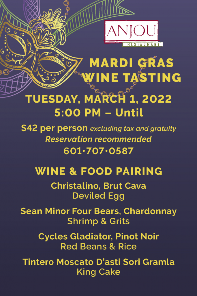 Mardi Gras Wine Tasting - Tuesday March 1, 2022 5:00 pm